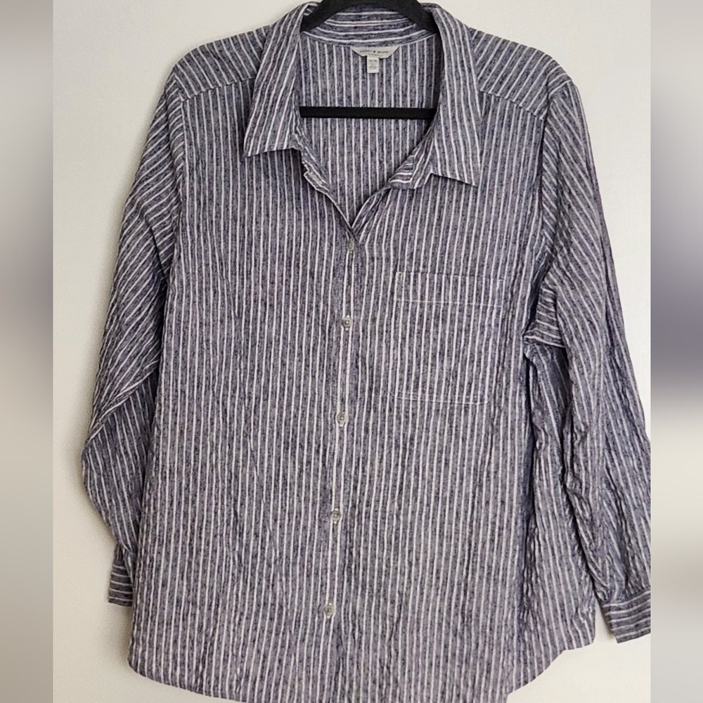 Lucky Brand Navy and White Striped Shirt
